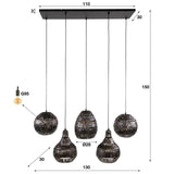 Hanging lamp Pedro 5-light metal black