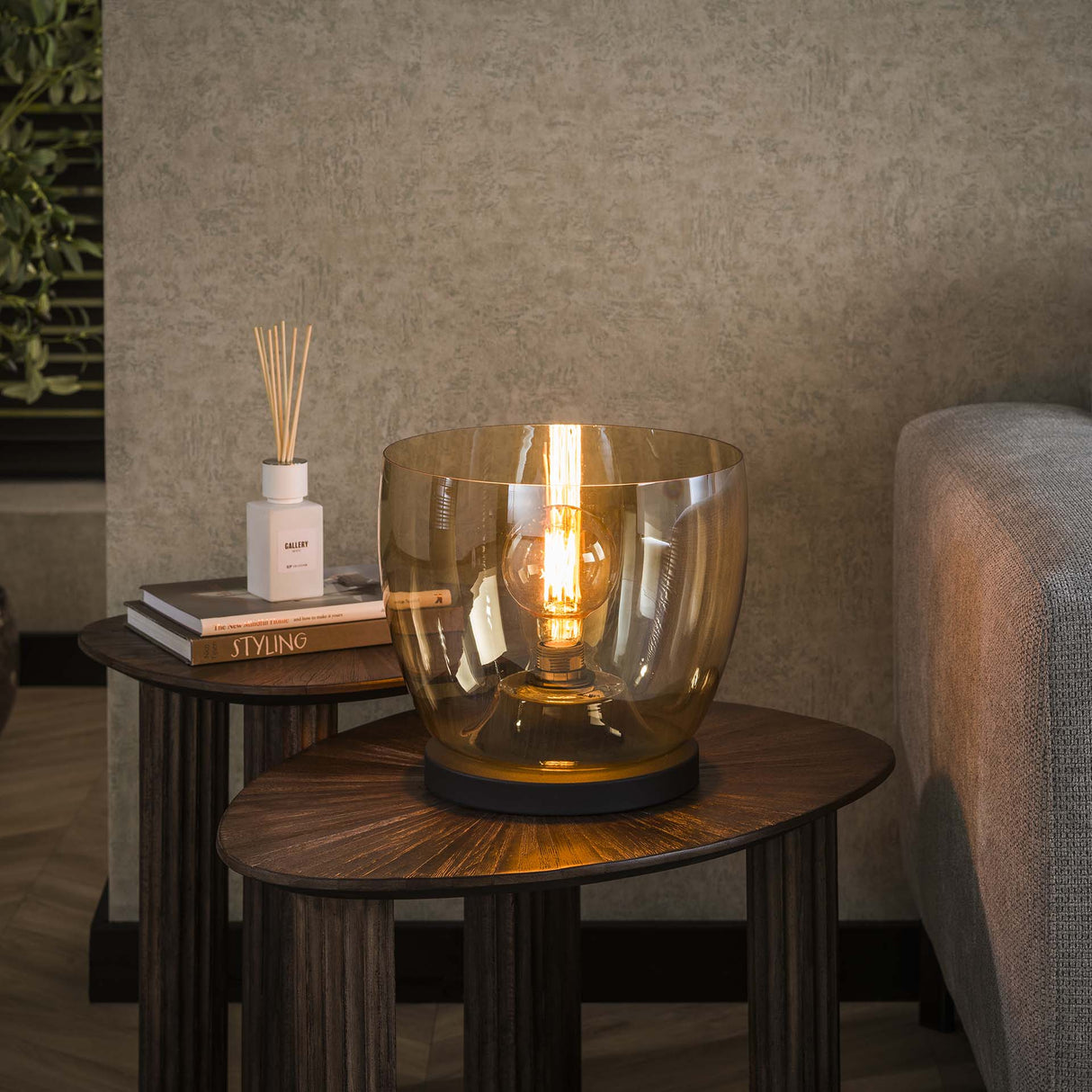 Floor lamp Dain UP L Amber colored glass 