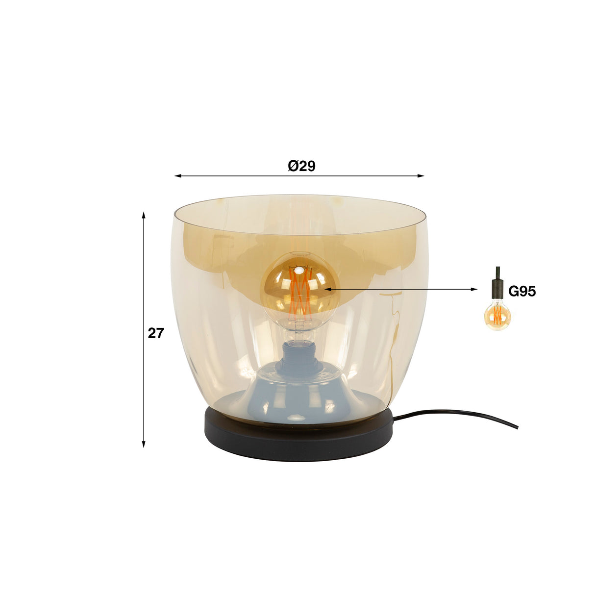 Floor lamp Dain UP L Amber colored glass 