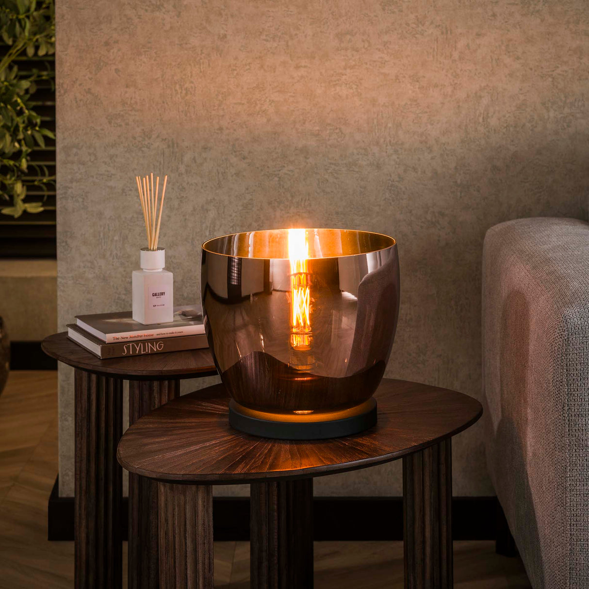 Floor lamp Dain UP L Copper-colored glass 