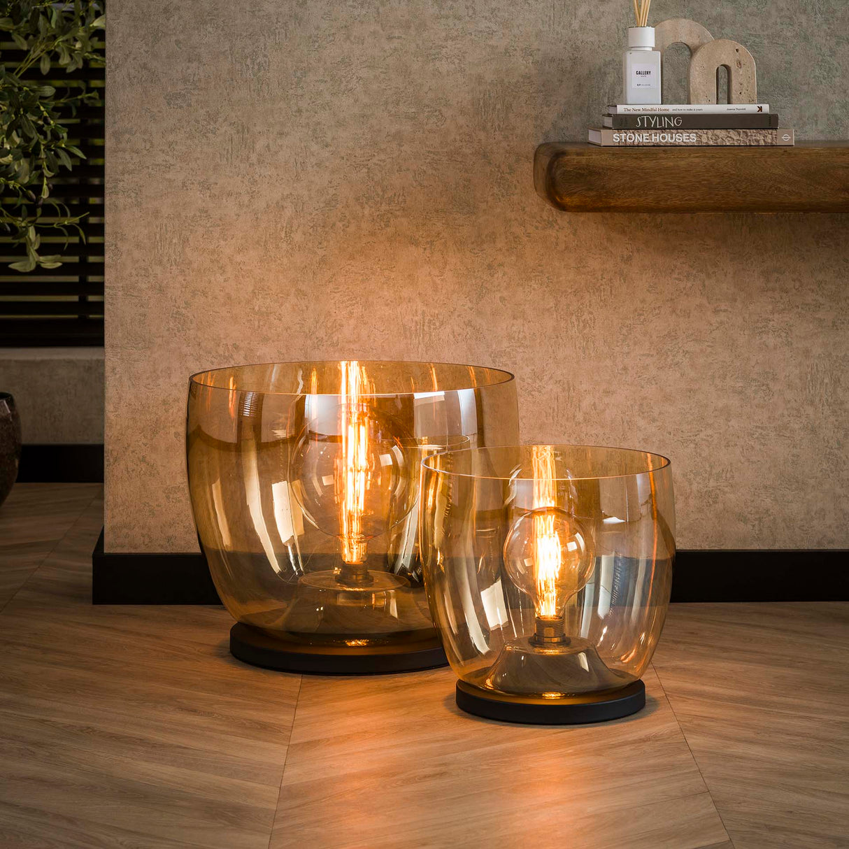 Floor lamp Dain UP XL Amber-colored glass 