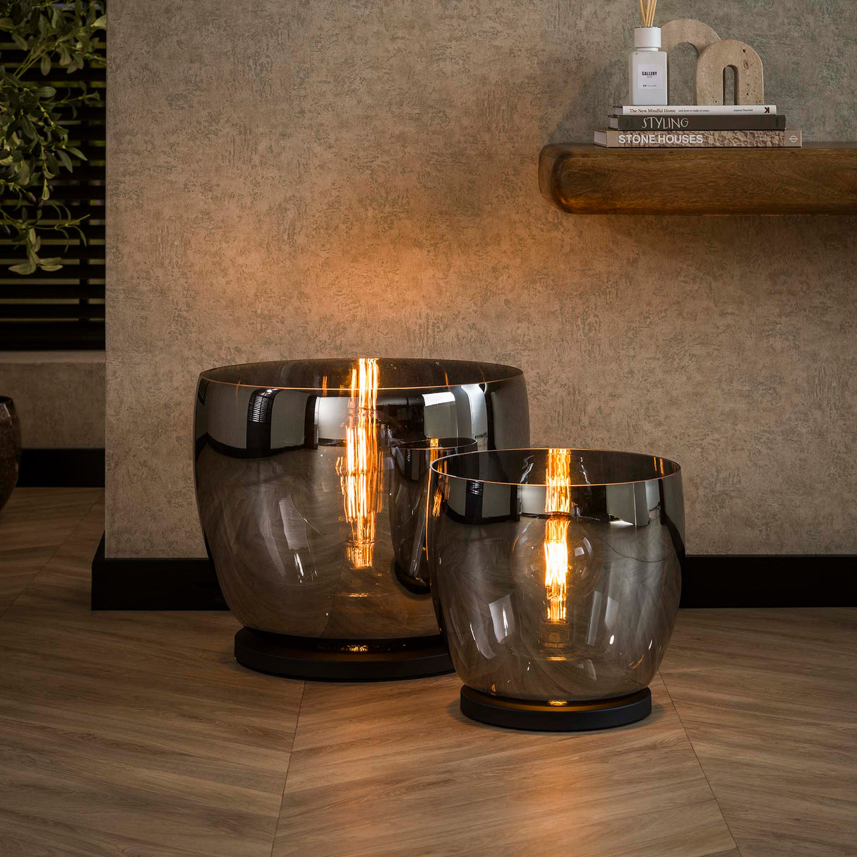 Floor lamp Dain UP XL Chrome-colored glass 