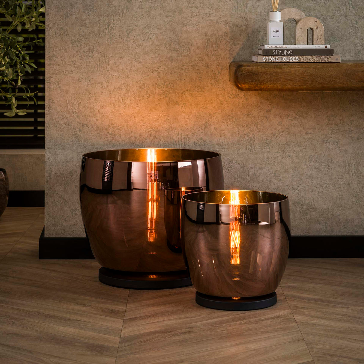 Floor lamp Dain UP XXL Copper-colored glass 