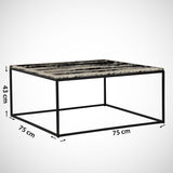 Square Coffee Table 75x75 cm Pola - Black Marble Look Melamine 