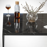 Square Coffee Table 75x75 cm Pola - Black Marble Look Melamine 