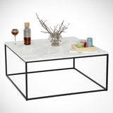 Square Coffee Table 75x75 cm Pola - White Marble Look Melamine 