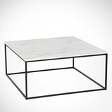 Square Coffee Table 75x75 cm Pola - White Marble Look Melamine 