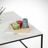 Square Coffee Table 75x75 cm Pola - White Marble Look Melamine 