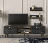 TV furniture set ayden walnut marble melamine 150x40.6x29.5 cm