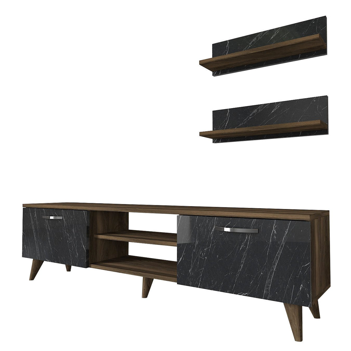 TV furniture set ayden walnut marble melamine 150x40.6x29.5 cm