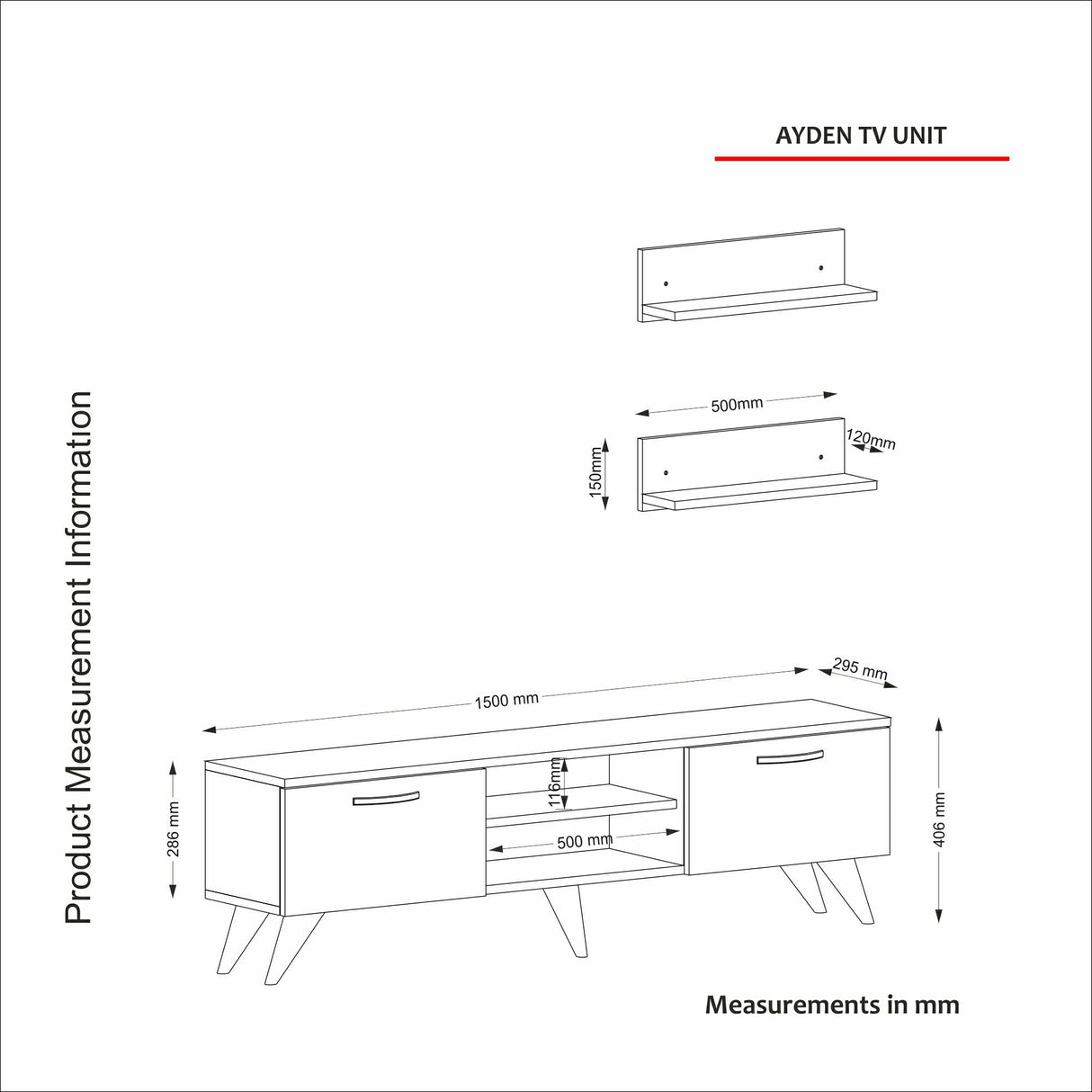 TV furniture set ayden walnut marble melamine 150x40.6x29.5 cm