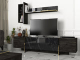 TV furniture set Veyron Black Gold Melamine 180x45x32.3 cm