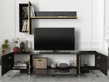 TV furniture set Veyron Black Gold Melamine 180x45x32.3 cm