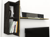 TV furniture set Veyron Black Gold Melamine 180x45x32.3 cm