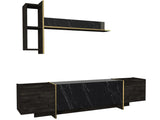 TV furniture set Veyron Black Gold Melamine 180x45x32.3 cm