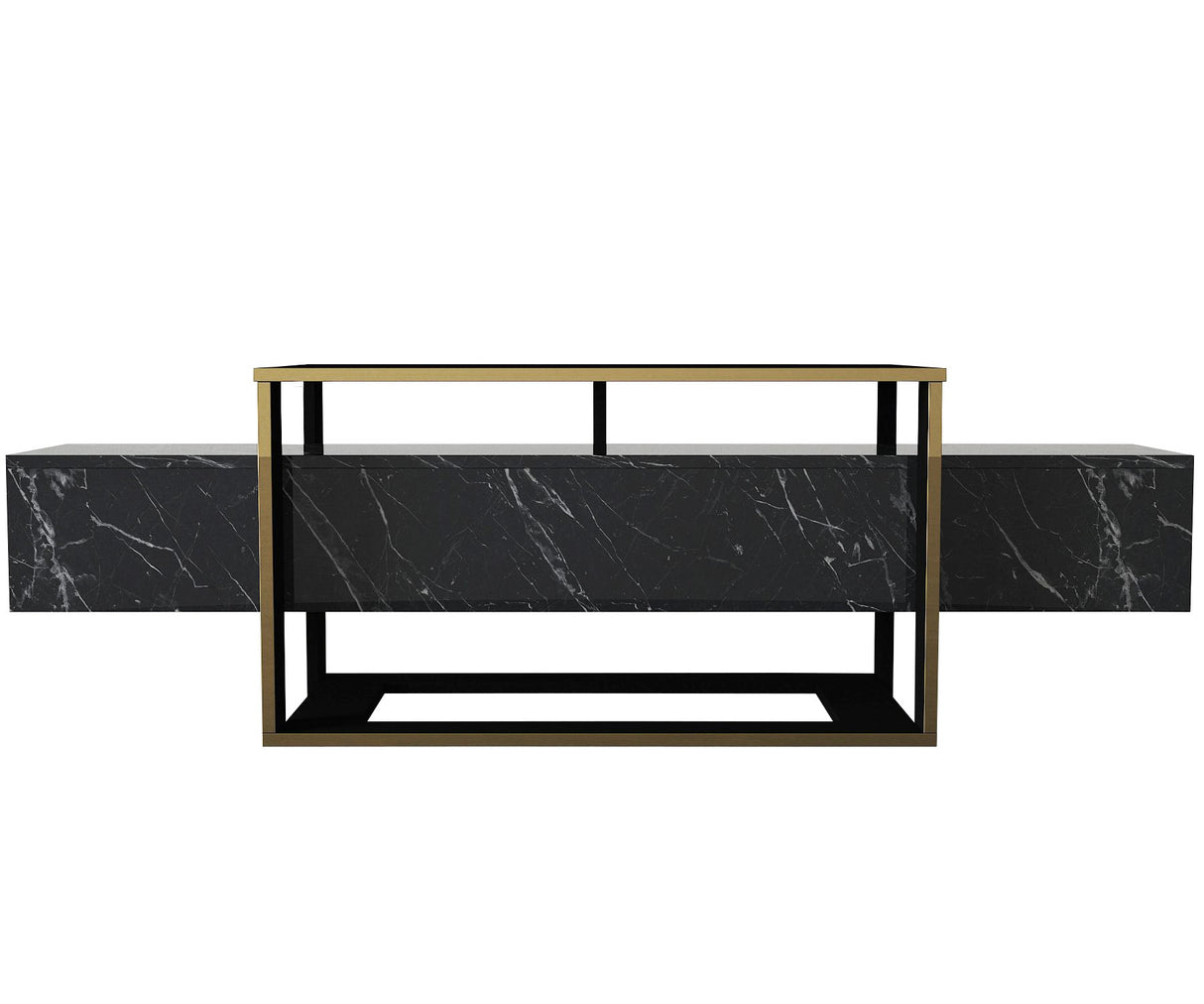 TV furniture bianco black gold melamine 160x49.8x46.1 cm