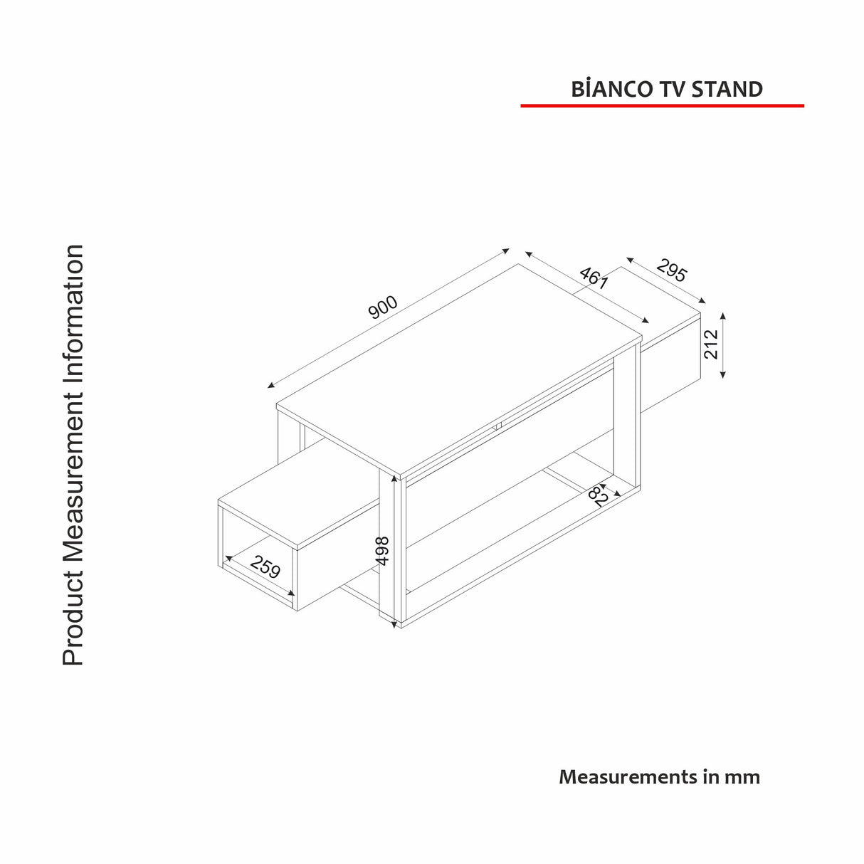 TV furniture bianco black gold melamine 160x49.8x46.1 cm