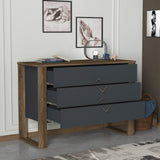 Chest of drawers bumerang walnut anthracite melamine 110x76x44.8 cm