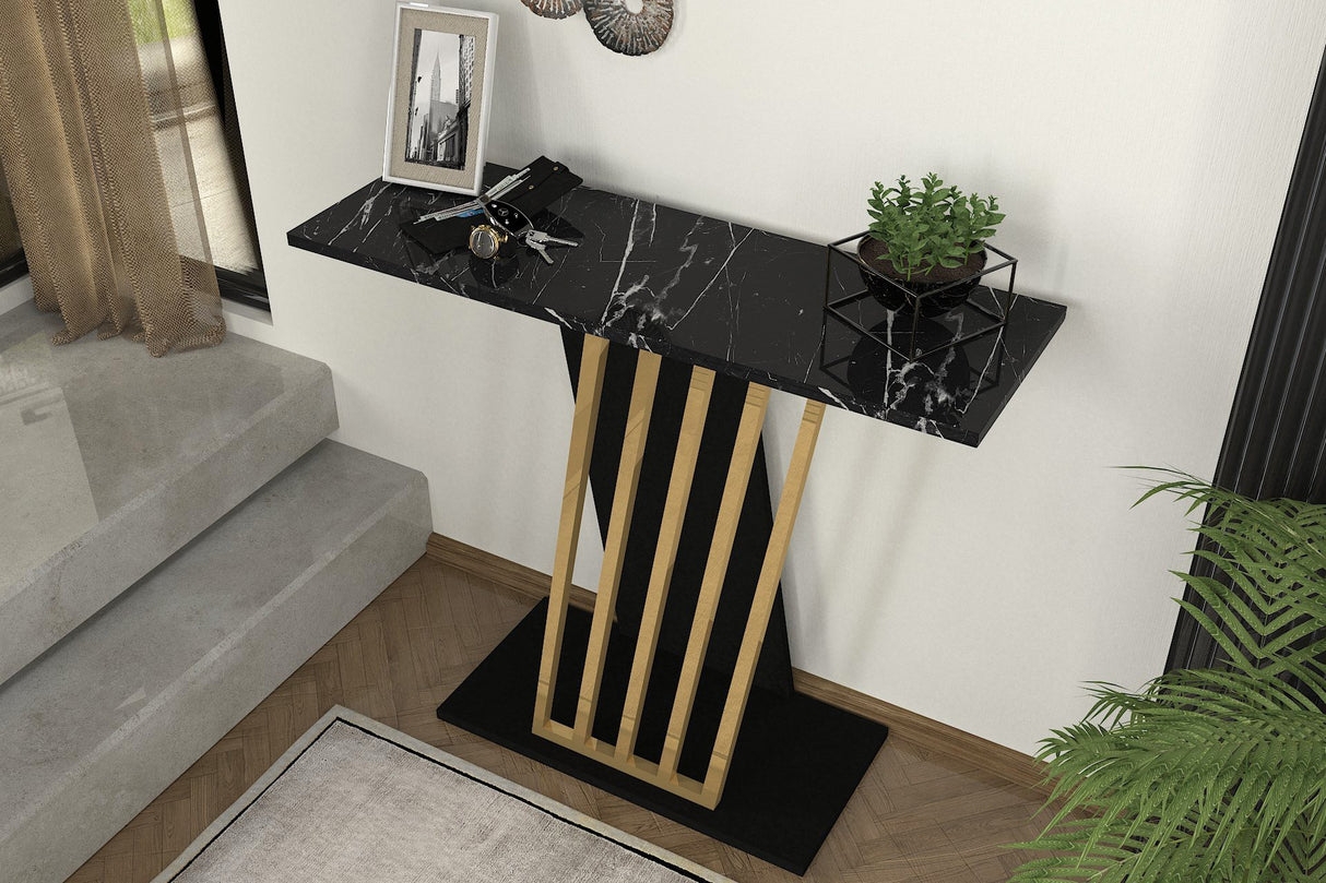 Dressing table grauity black gold melamine 90x76.8x29.6 cm