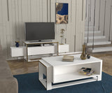 TV furniture bianco white gold melamine 160x49.8x46.1 cm