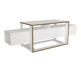 TV furniture bianco white gold melamine 160x49.8x46.1 cm