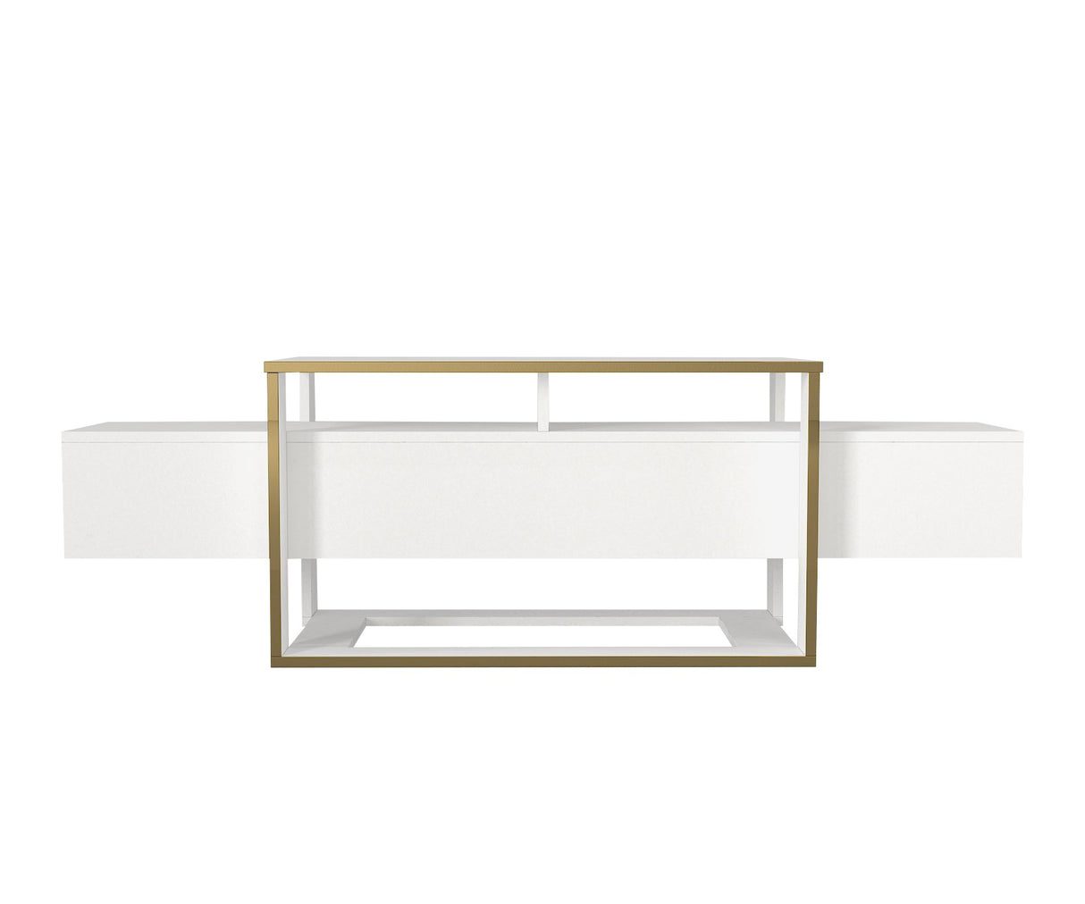 TV furniture bianco white gold melamine 160x49.8x46.1 cm