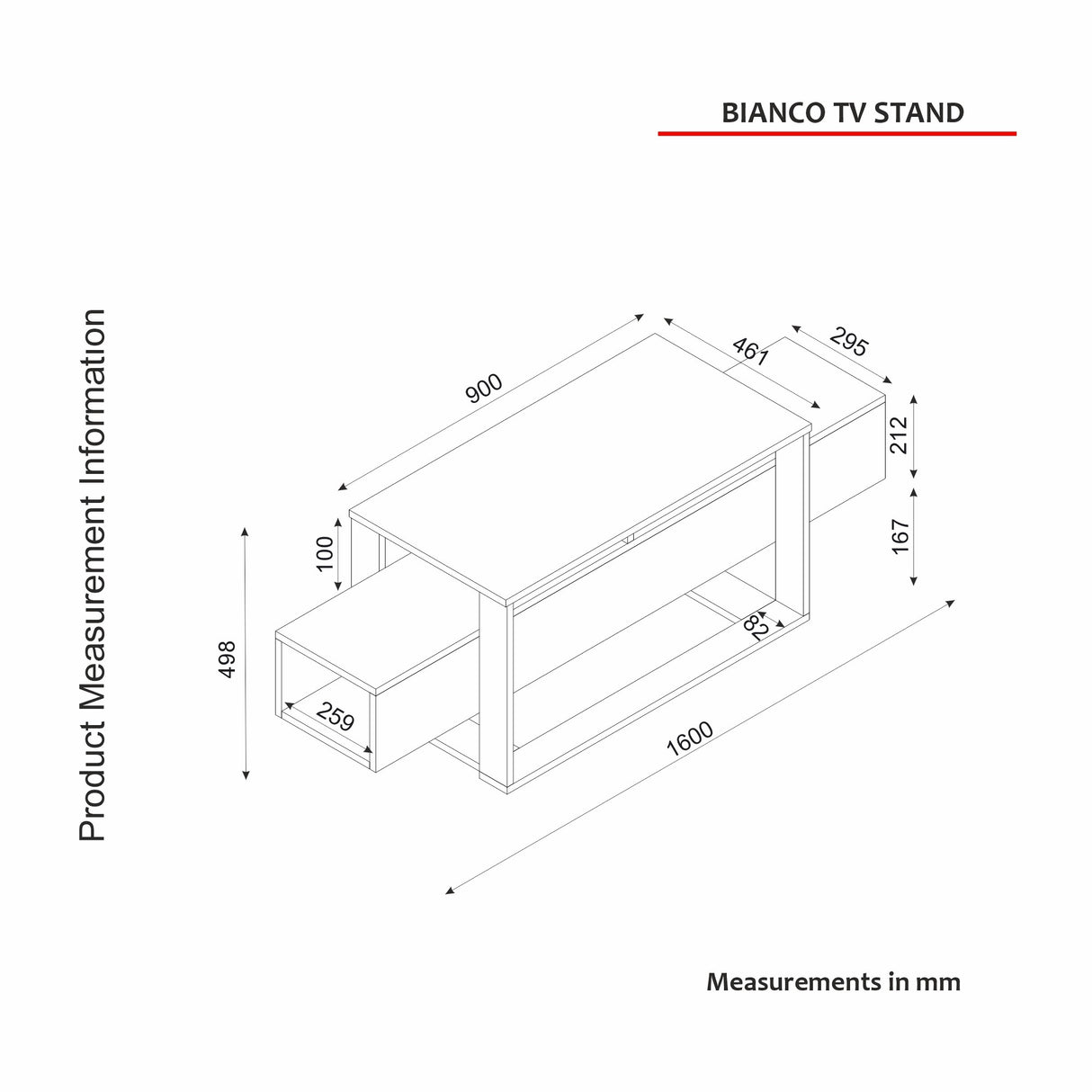 TV furniture bianco white gold melamine 160x49.8x46.1 cm