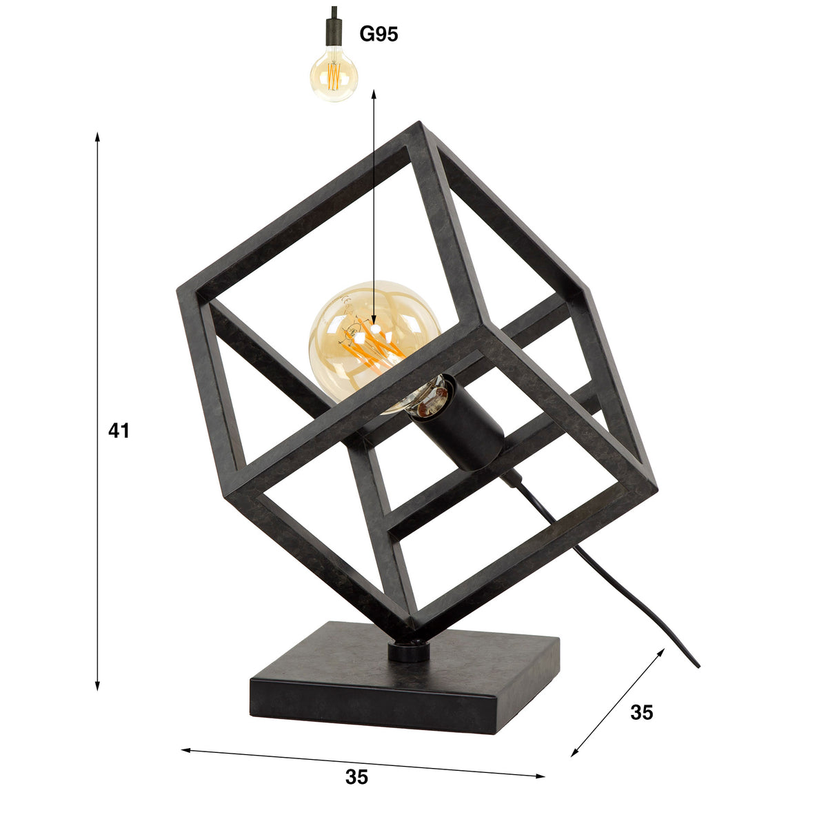 Table lamp Drew cube black 
