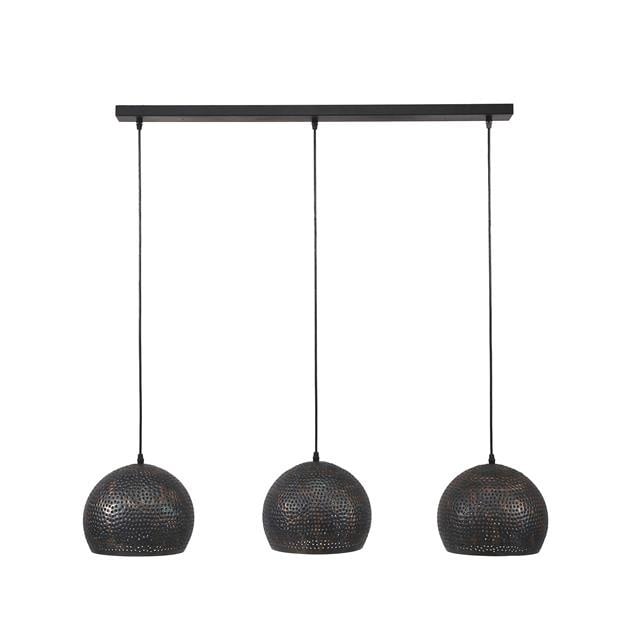 Hanglamp Aya 3 Sphere DH Interior Bruin LxBxH 87x33x27 Zwart bruin Witfoto vooraanzicht