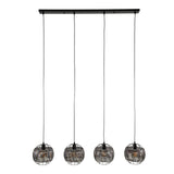 Hanging lamp Alfie 4-light metal black brown