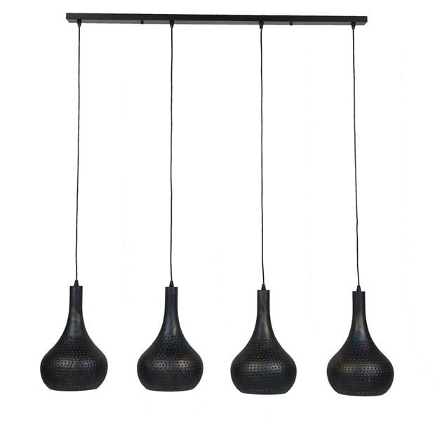 Hanglamp Aya 4 Black-Brown DH Interior Bruin LxBxH 123x45x28 Zwart bruin Witfoto vooraanzicht