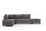 Corner sofa with sleeping function on the left fly brown