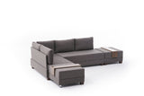 Corner sofa with sleeping function on the left fly brown