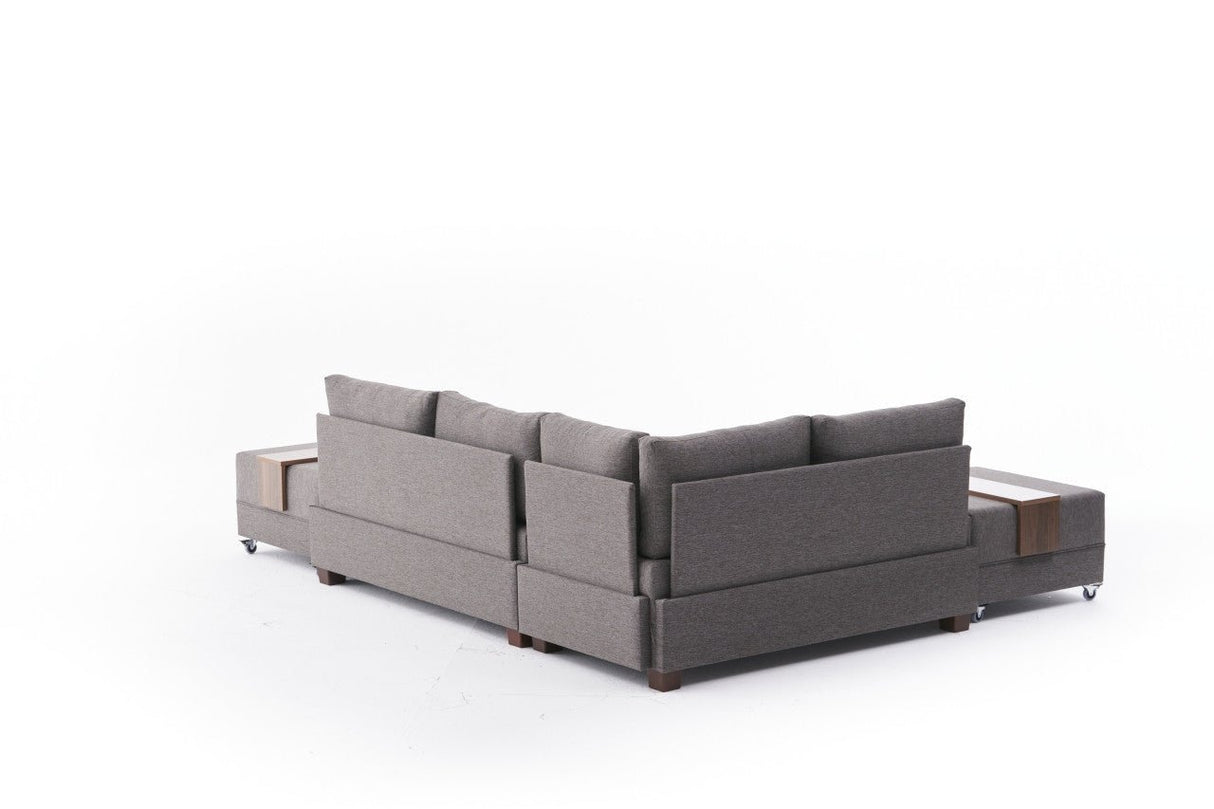 Corner sofa with sleeping function on the left fly brown