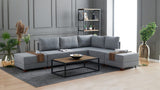 Corner sofa with sleeping function on the right fly gray