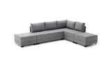 Corner sofa with sleeping function on the right fly gray