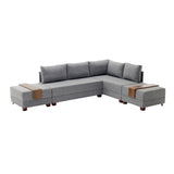 Corner sofa with sleeping function on the right fly gray