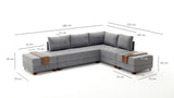 Corner sofa with sleeping function on the right fly gray