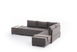 Corner sofa with sleeping function on the right fly brown