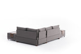 Corner sofa with sleeping function on the right fly brown