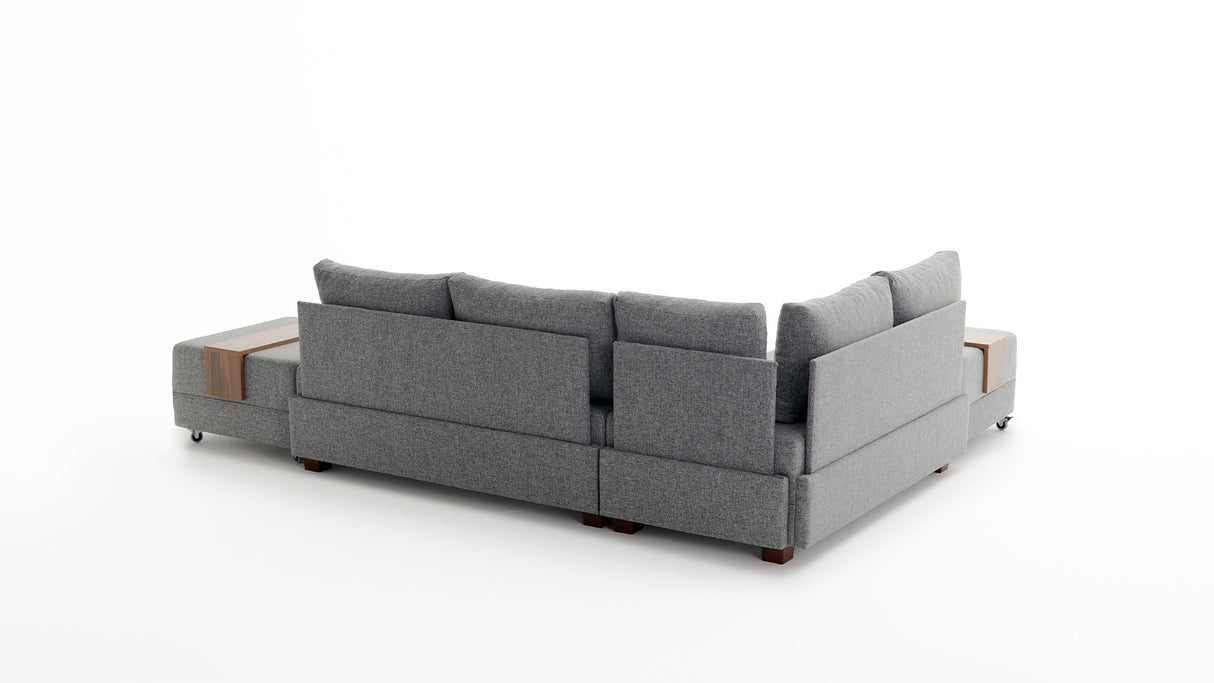 Corner sofa with sleeping function on the left fly gray