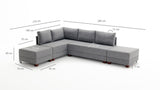 Corner sofa with sleeping function on the left fly gray