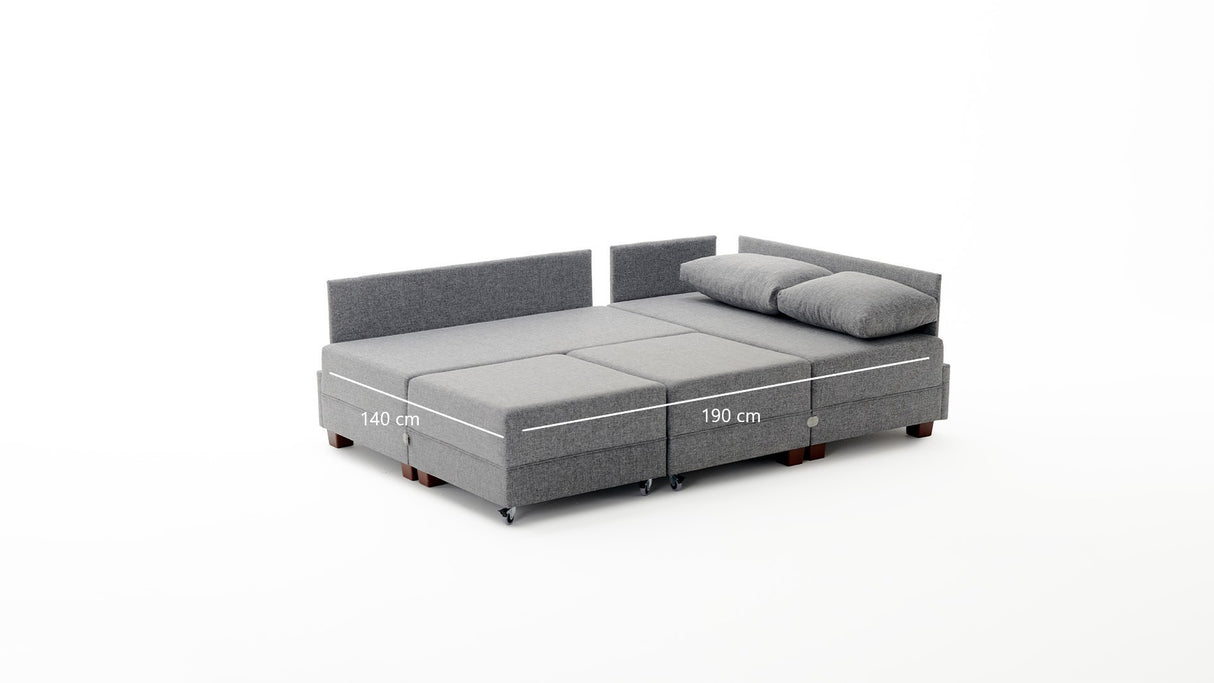 Corner sofa with sleeping function on the left fly gray