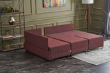 Corner sofa with sleeping function on the left fly claret red