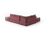 Corner sofa with sleeping function on the left fly claret red