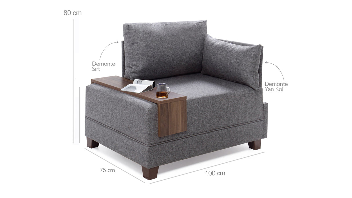 Armchair right fly gray