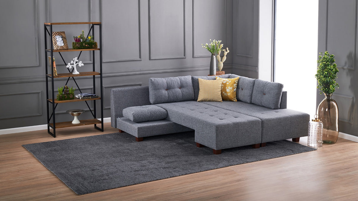 Corner sofa with sleep function on the right manama gray