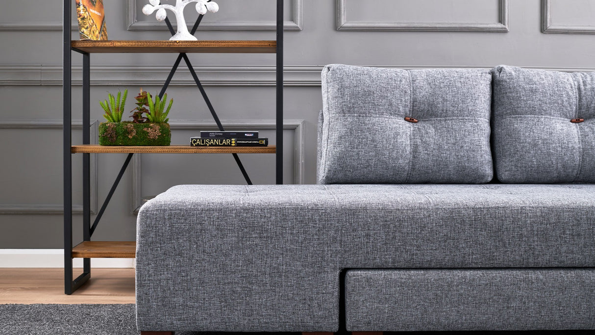 Corner sofa with sleep function on the right manama gray