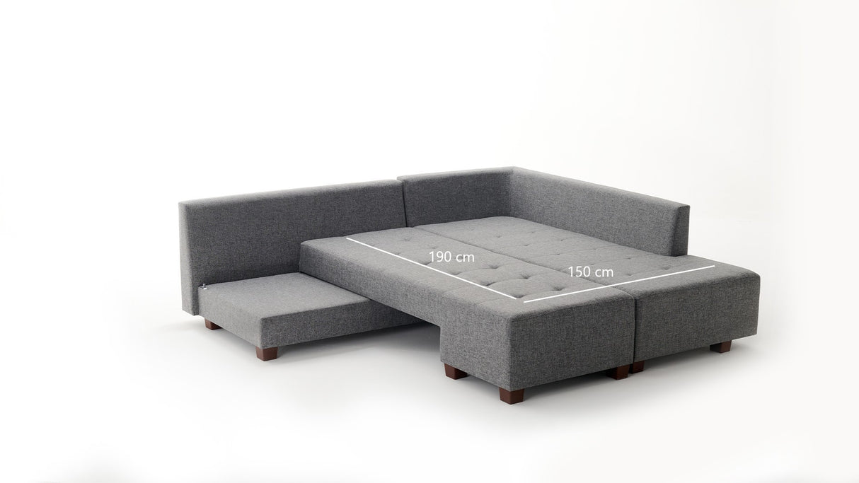 Corner sofa with sleep function on the right manama gray