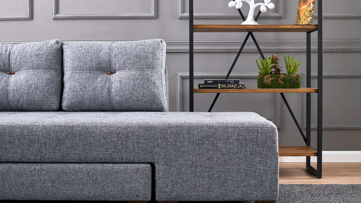 Corner sofa with sleeping function left manama gray